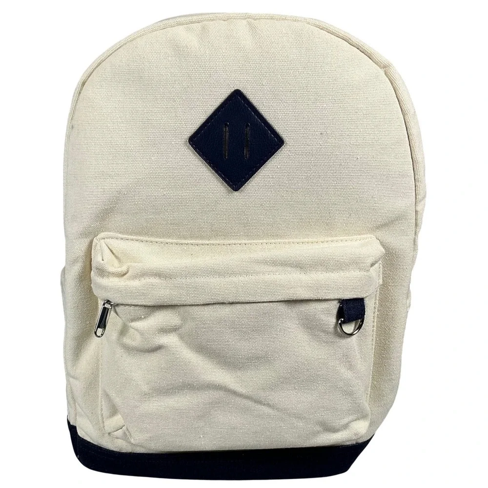 Wild Fable Canvas Backpack Cream Navy Blue School Bag NWT‎
